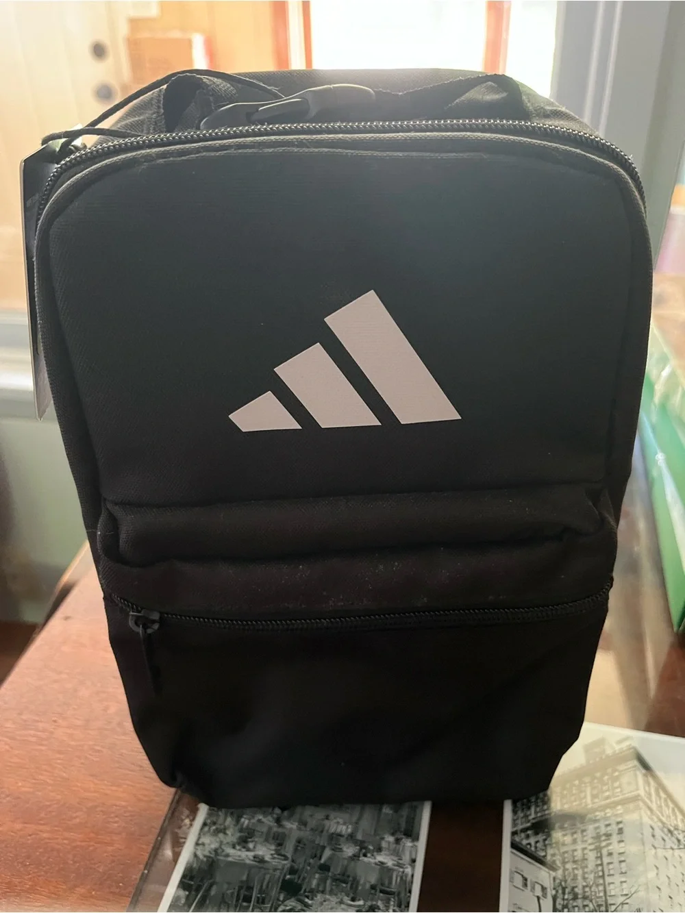 adidas Black Men's Small Everyday Backpack with White Logo